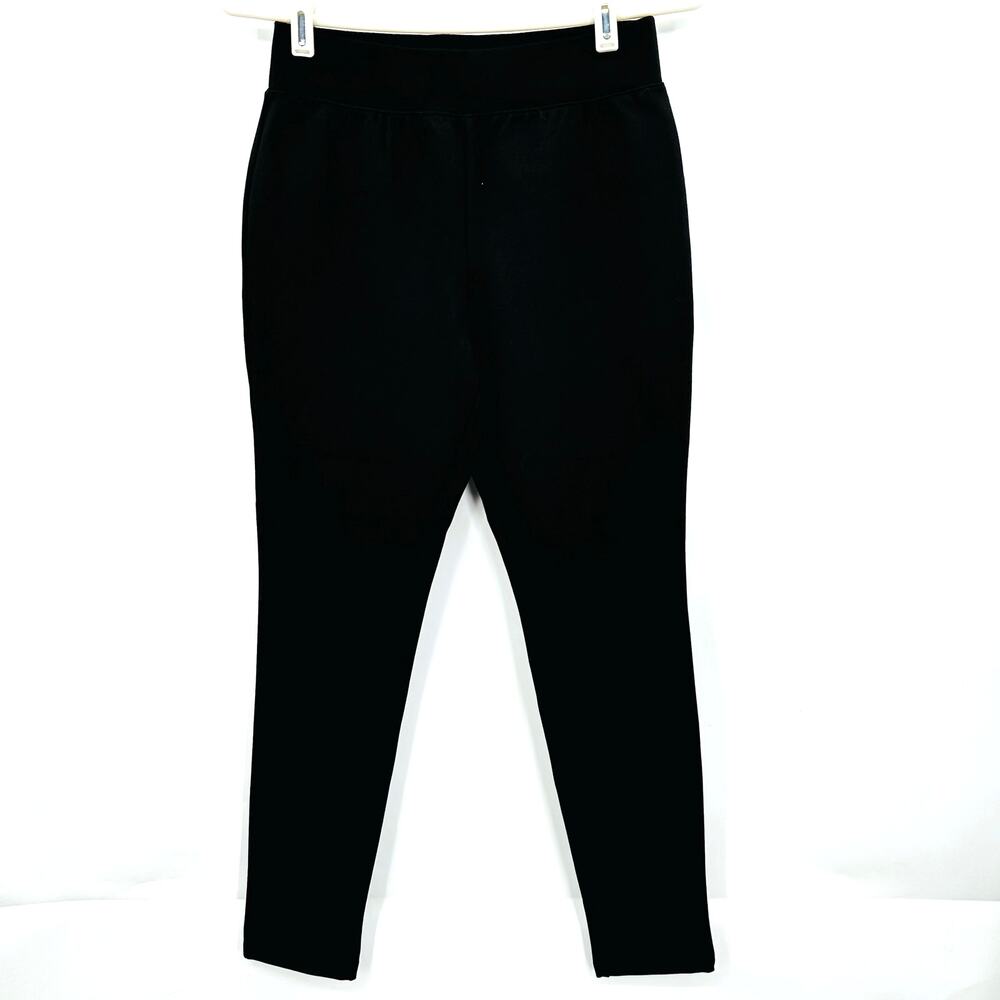 IMAN Global Chic 360 Slim Ponte Skinny Pant Womens XSP Petite BLACK KNIT Pull On